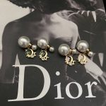 Dior New Letter Enamel Pearl Stud Earrings, available in pink and green - Image 6