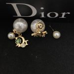 Dior New Letter Enamel Pearl Stud Earrings, available in pink and green - Image 4