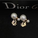 Dior New Letter Enamel Pearl Stud Earrings, available in pink and green - Image 5
