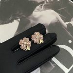 Dior new clover leaf powder enamel letter earrings