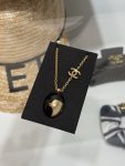 Chanel 26A New Black and Gold-toned Double C Cameo Oval Resin Necklace