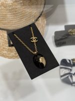Chanel 26A New Black and Gold-toned Double C Cameo Oval Resin Necklace - Image 7