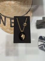 Chanel 26A New Black and Gold-toned Double C Cameo Oval Resin Necklace - Image 6