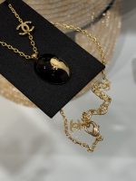 Chanel 26A New Black and Gold-toned Double C Cameo Oval Resin Necklace - Image 5