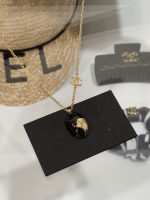 Chanel 26A New Black and Gold-toned Double C Cameo Oval Resin Necklace - Image 3