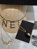 Chanel 26A New Black and Gold-toned Double C Cameo Oval Resin Necklace - Image 2