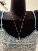 Chanel 26A New Black and Gold-toned Double C Cameo Oval Resin Necklace - Image 9