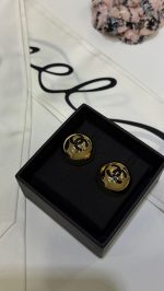 Chanel 26A New Black Enamel Double C Silver-toned Dome Button Stud Earrings,  gold-toned / silver-toned - Image 17