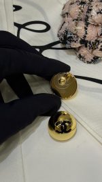 Chanel 26A New Black Enamel Double C Silver-toned Dome Button Stud Earrings,  gold-toned / silver-toned - Image 16