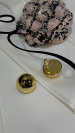 Chanel 26A New Black Enamel Double C Silver-toned Dome Button Stud Earrings,  gold-toned / silver-toned - Image 14