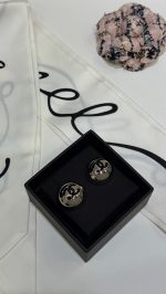 Chanel 26A New Black Enamel Double C Silver-toned Dome Button Stud Earrings,  gold-toned / silver-toned - Image 9