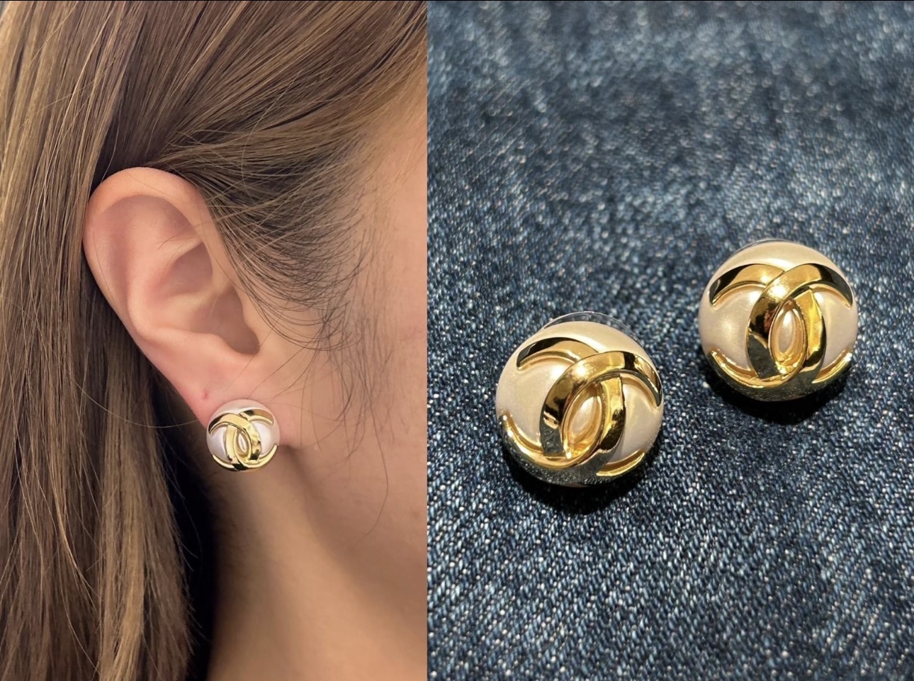 wsxc1789395846981_0 Chanel 26B New Resin Pearl Smooth Double C Stud Earrings, available in black and white - Image 1