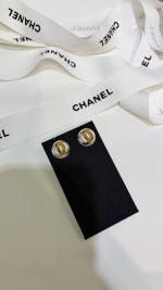 Chanel 26B New Resin Pearl Smooth Double C Stud Earrings, available in black and white - Image 3