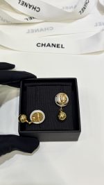 Chanel 26B New Resin Pearl Double C Gold Bead Earrings, available in black and white - Image 14