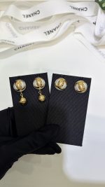 Chanel 26B New Resin Pearl Double C Gold Bead Earrings, available in black and white - Image 10