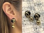 Chanel 26B New Resin Pearl Double C Gold Bead Earrings, available in black and white - Image 8