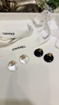 Chanel New Round Resin Double C Stud Earrings , Black / White