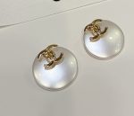 Chanel New Round Resin Double C Stud Earrings , Black / White - Image 3