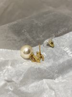Chanel New Minimalist Gold-toned Smooth Double C Pearl Earrings - Image 2