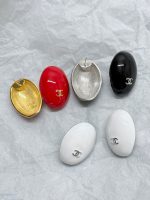 Chanel 26B Oval Enamel Double C Earrings, available in white, red, and black - Image 10