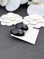 Chanel 26B Oval Enamel Double C Earrings, available in white, red, and black - Image 2