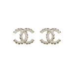Chanel 23B New Rhinestone-Studded Twisted Rope Stud Earrings
