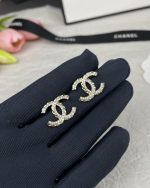 Chanel 23B New Rhinestone-Studded Twisted Rope Stud Earrings - Image 2