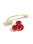 Chanel 26B Red Flower Petal Enamel Brooch and Pin Set