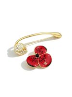 Chanel 26B Red Flower Petal Enamel Brooch and Pin Set