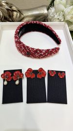 Chanel Flower Petal Teardrop Pearl Drop Earrings - Available in Red / White - Image 9