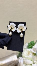 Chanel Flower Petal Teardrop Pearl Drop Earrings - Available in Red / White - Image 13