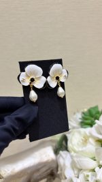 Chanel Flower Petal Teardrop Pearl Drop Earrings - Available in Red / White - Image 14