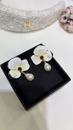 Chanel Flower Petal Teardrop Pearl Drop Earrings - Available in Red / White - Image 17