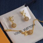 LV Initials Pavé Rhinestone Ball Jewelry, Necklace / Bracelet / Earrings, Gold Tone / Silver Tone - Image 2