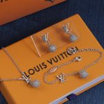 LV Initials Pavé Rhinestone Ball Jewelry, Necklace / Bracelet / Earrings, Gold Tone / Silver Tone - Image 10
