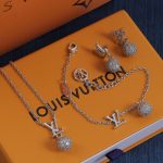 LV Initials Pavé Rhinestone Ball Jewelry, Necklace / Bracelet / Earrings, Gold Tone / Silver Tone - Image 11