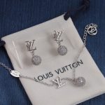 LV Initials Pavé Rhinestone Ball Jewelry, Necklace / Bracelet / Earrings, Gold Tone / Silver Tone - Image 13