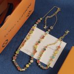 LV Enamel Monogram Flower & Letter Charm Necklace/Bracelet  - Gold Tone / Silver Tone