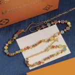 LV Enamel Monogram Flower & Letter Charm Necklace/Bracelet  - Gold Tone / Silver Tone - Image 3