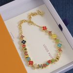 LV Enamel Monogram Flower & Letter Charm Necklace/Bracelet  - Gold Tone / Silver Tone - Image 4
