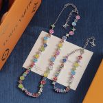 LV Enamel Monogram Flower & Letter Charm Necklace/Bracelet  - Gold Tone / Silver Tone - Image 2