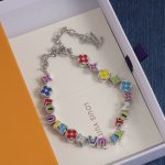 LV Enamel Monogram Flower & Letter Charm Necklace/Bracelet  - Gold Tone / Silver Tone - Image 10