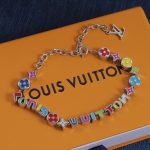 LV Enamel Monogram Flower & Letter Charm Necklace/Bracelet  - Gold Tone / Silver Tone - Image 12