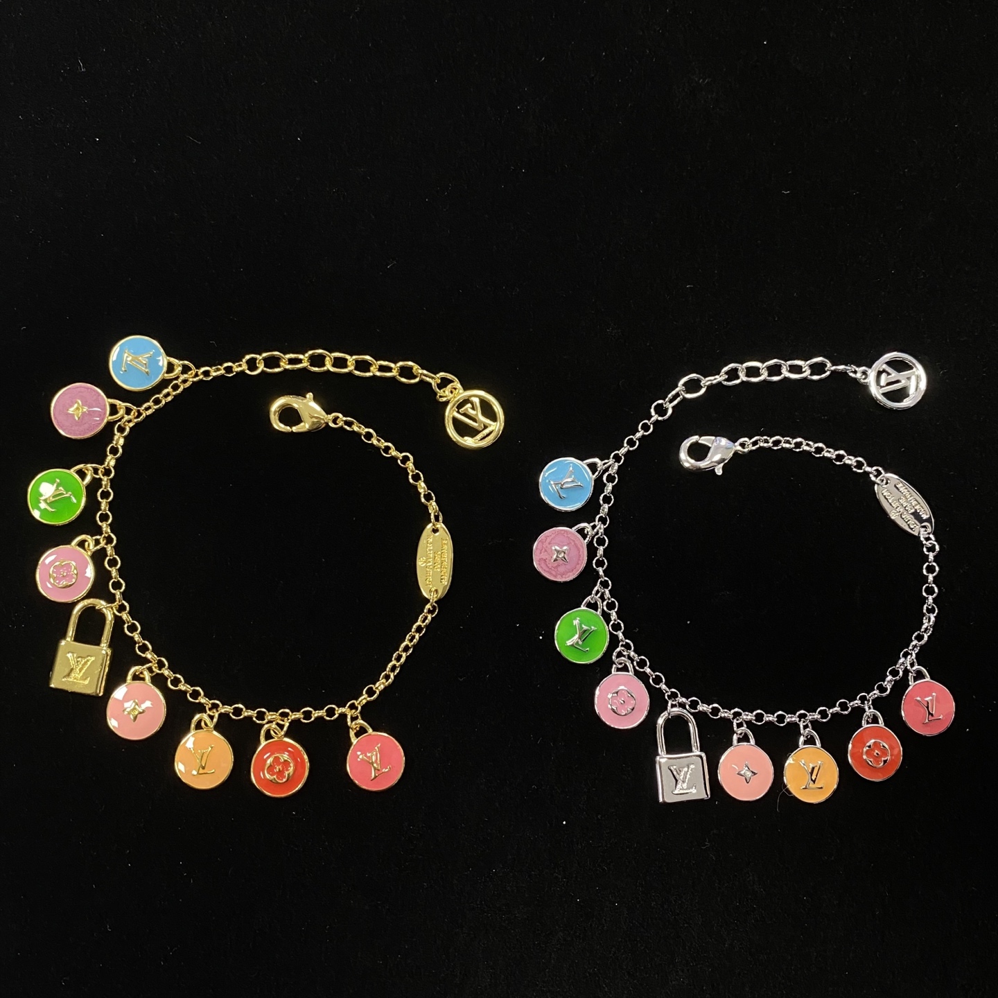 wsxc1789549413698_0 LV Colorful Enamel Monogram Flower & Lock Charm Necklace / Bracelet - Image 1