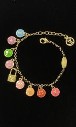 LV Colorful Enamel Monogram Flower & Lock Charm Necklace / Bracelet - Image 3