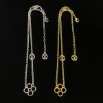 LV Openwork Flower & Double LV Disc Pendant Necklace