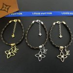 LV Monogram Leather Openwork Flower & Pearl Charm Bracelet - Image 4