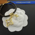 LV Monogram Leather Openwork Flower & Pearl Charm Bracelet - Image 9