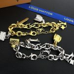LV Keepall Bracelet: Multi-Charms with Iconic Monogram Trunk, LV Logo & Flower Pendants, Gold/Silver Tone Curb Chain - Image 4