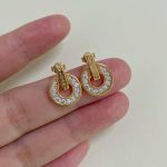 Bvlgari Coin Motif Pave Crystal Movable Earrings , Gold / Silver Tone